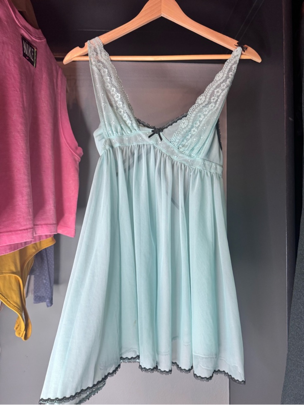Light Blue Lace-Trim Babydoll Nightdress - Betsey Johnson 💖♥️